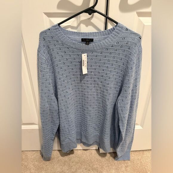 J. Crew Sweaters - NWT J Crew Light Blue Eyelet Sweater Size 2X